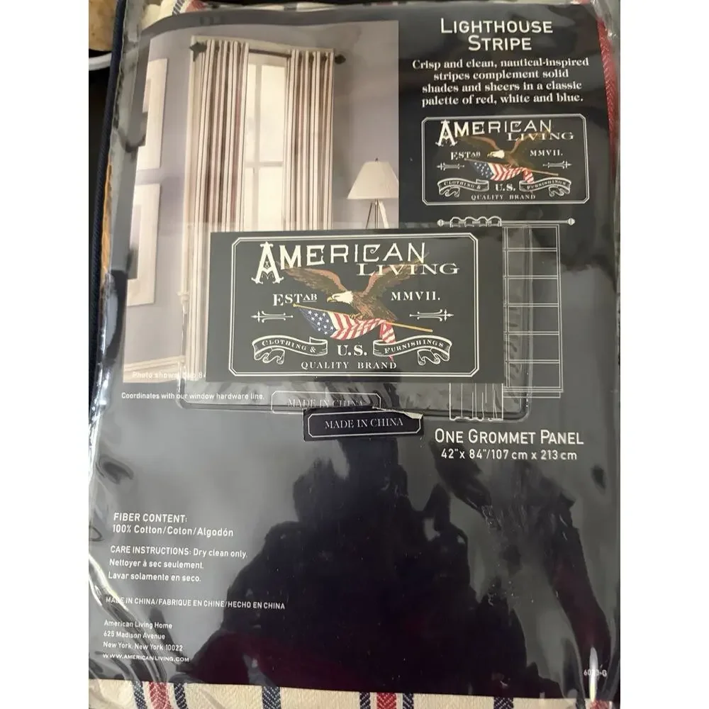 American Living Set Of 2 Lighthouse Stripe Curtain Panels